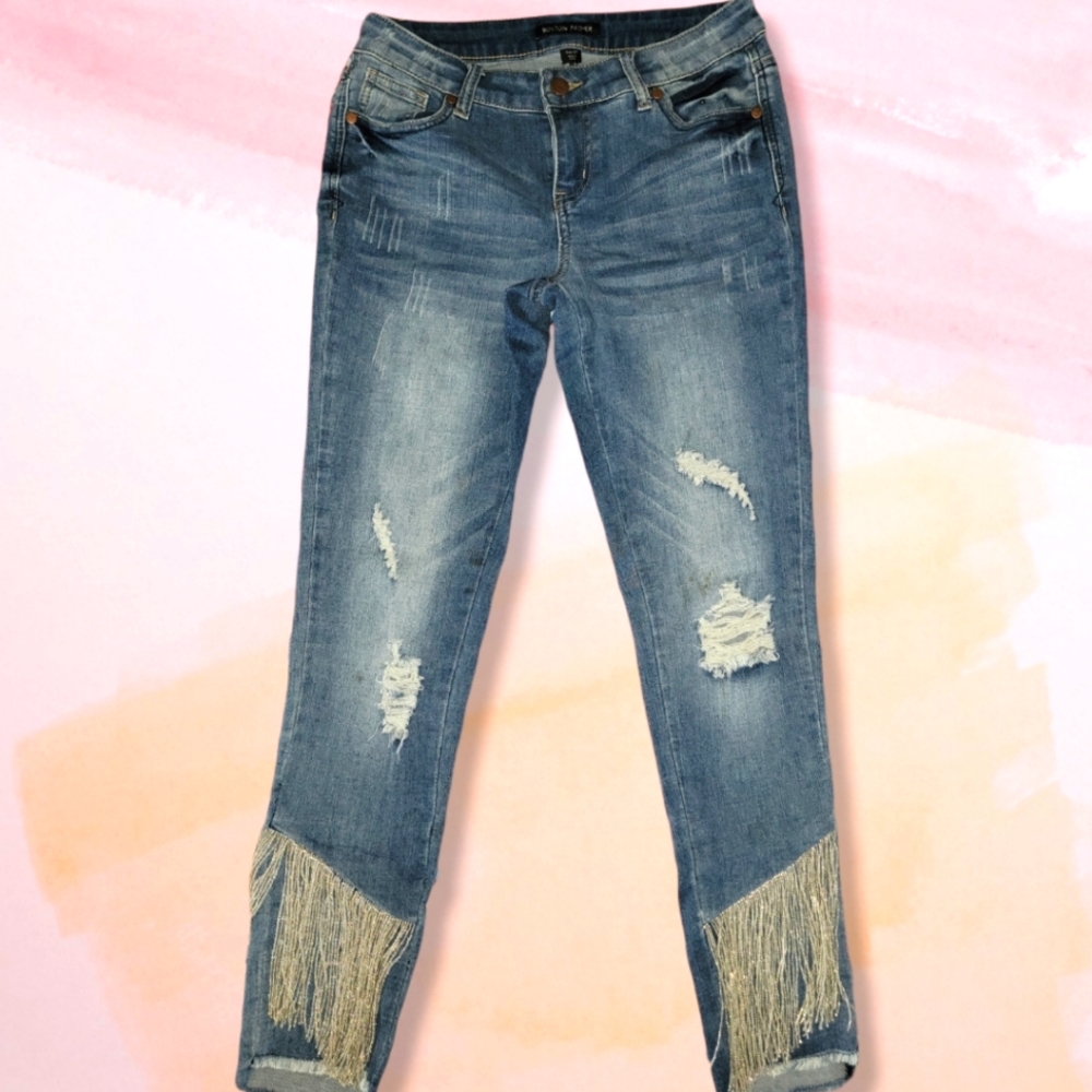 Boston Proper Jeans with Beaded Fringe